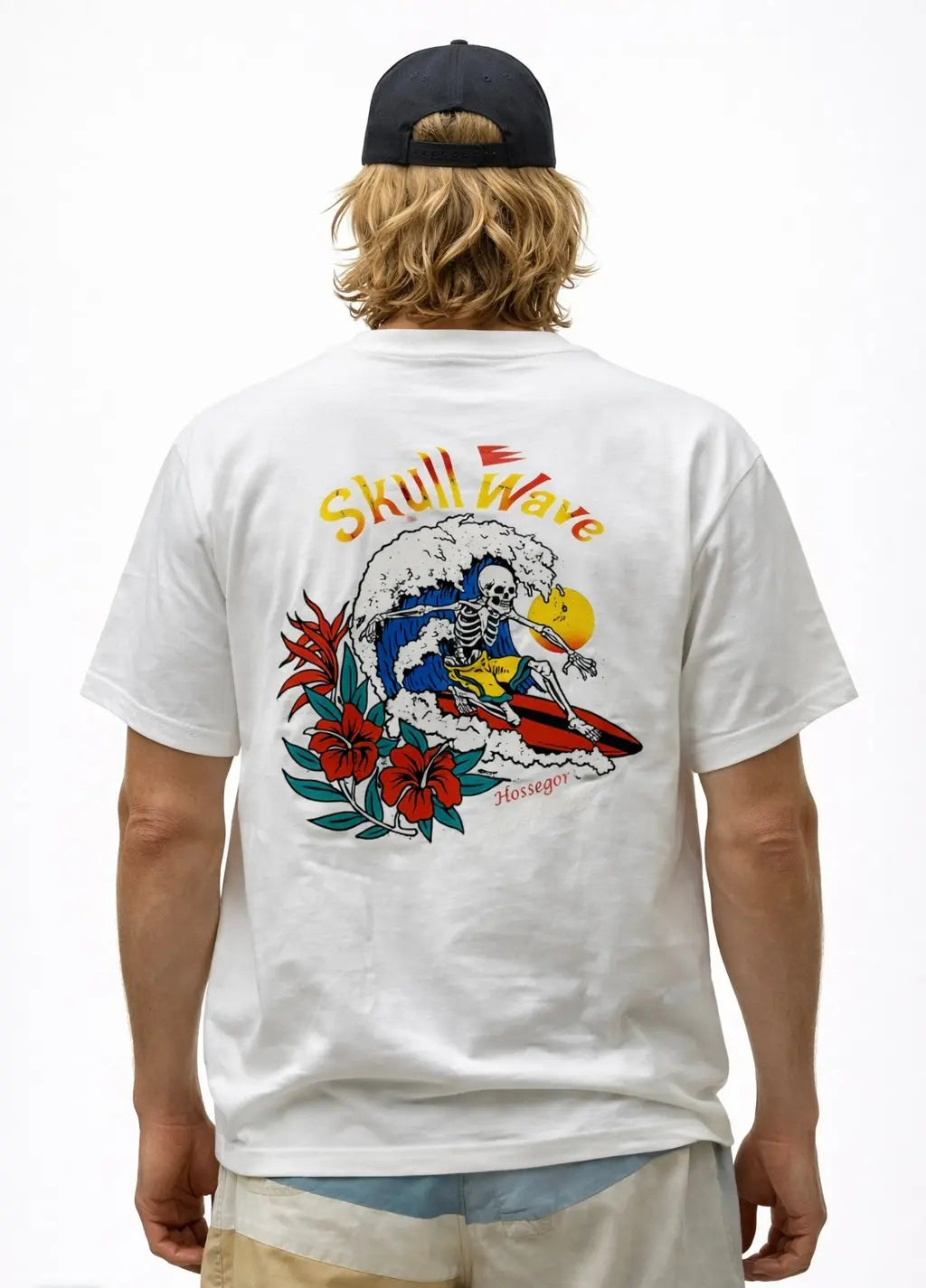T-shirt surf homme Sunshine Skullwave blanc – Edition limitée Skullwave Store
