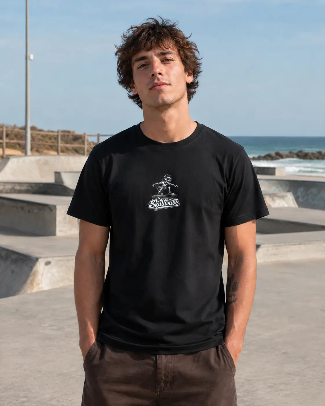 Skullwave Store t-shirt skate T-shirt Kickflip Noir | Skullwave